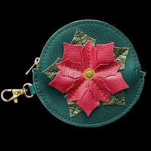 PORTLAND LEATHER Poinsettia Pouch Holiday Limited Edition